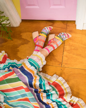 Sock Candy colorful socks with stripe ruffle crew socks